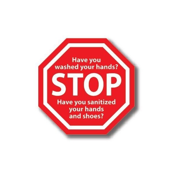Ergomat 32in OCTAGON SIGNS Stop - Have you washed your hands? Have you sanitized your hands and shoes? DSV-SIGN 1024 #0703 -UEN - main